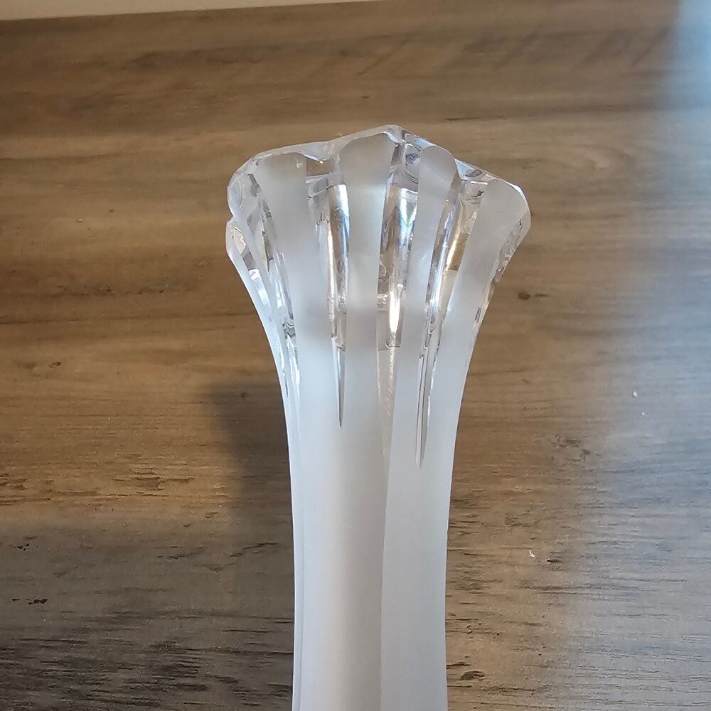 Vintage Polish Lead Crystal Tulip Candlestick Holder Taper 24% PbO Poland MCM - Picture 7 of 11
